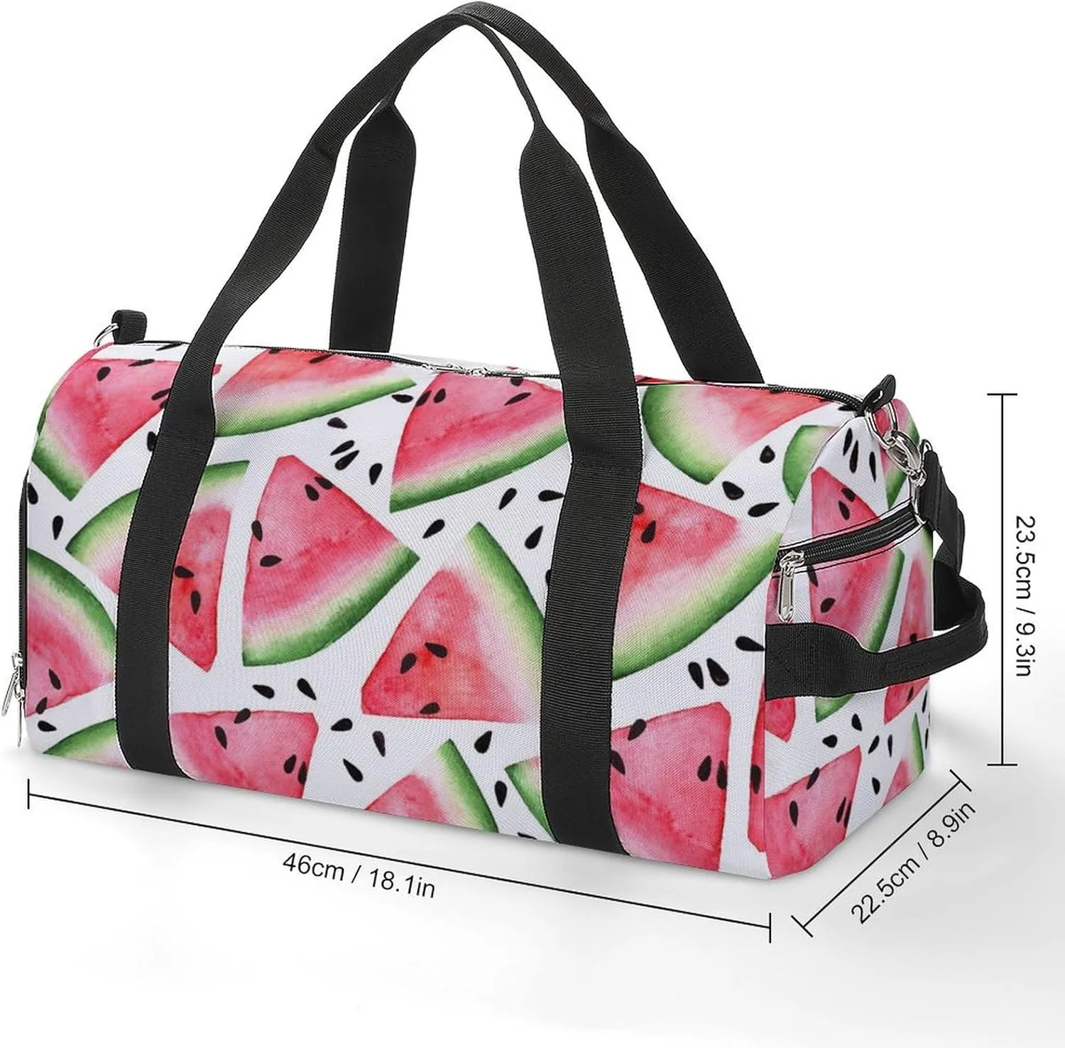 Gym Duffel Bag with Shoe Compartment Wet Pocket, Red Pink Watermelon Travel Bag for Men Women, style-1