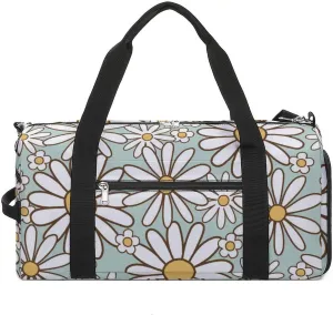 Gym Duffel Bag with Shoe Compartment Wet Pocket, Retro 1970s Hippie Travel Bag for Men Women