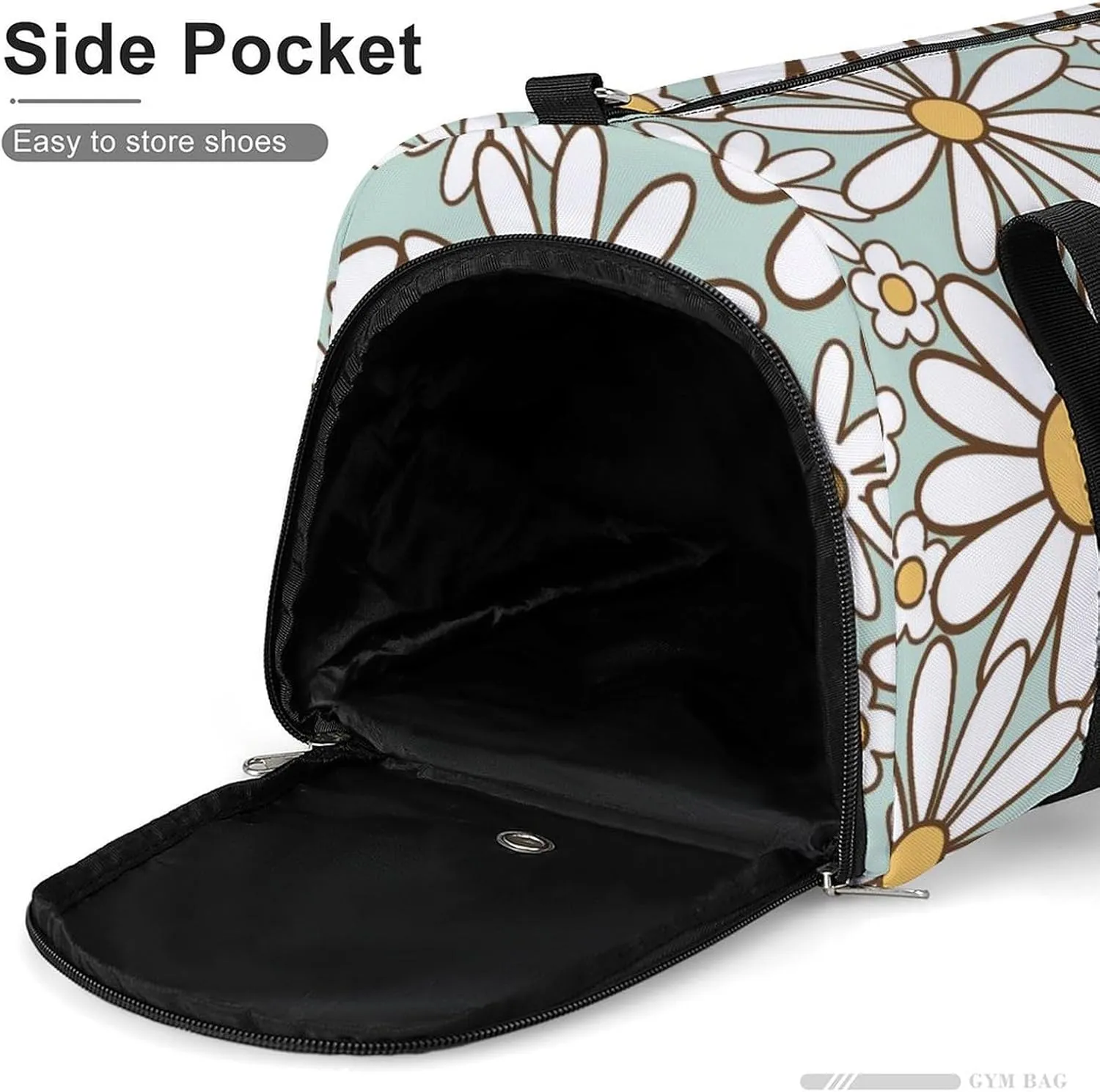 Gym Duffel Bag with Shoe Compartment Wet Pocket, Retro 1970s Hippie Travel Bag for Men Women