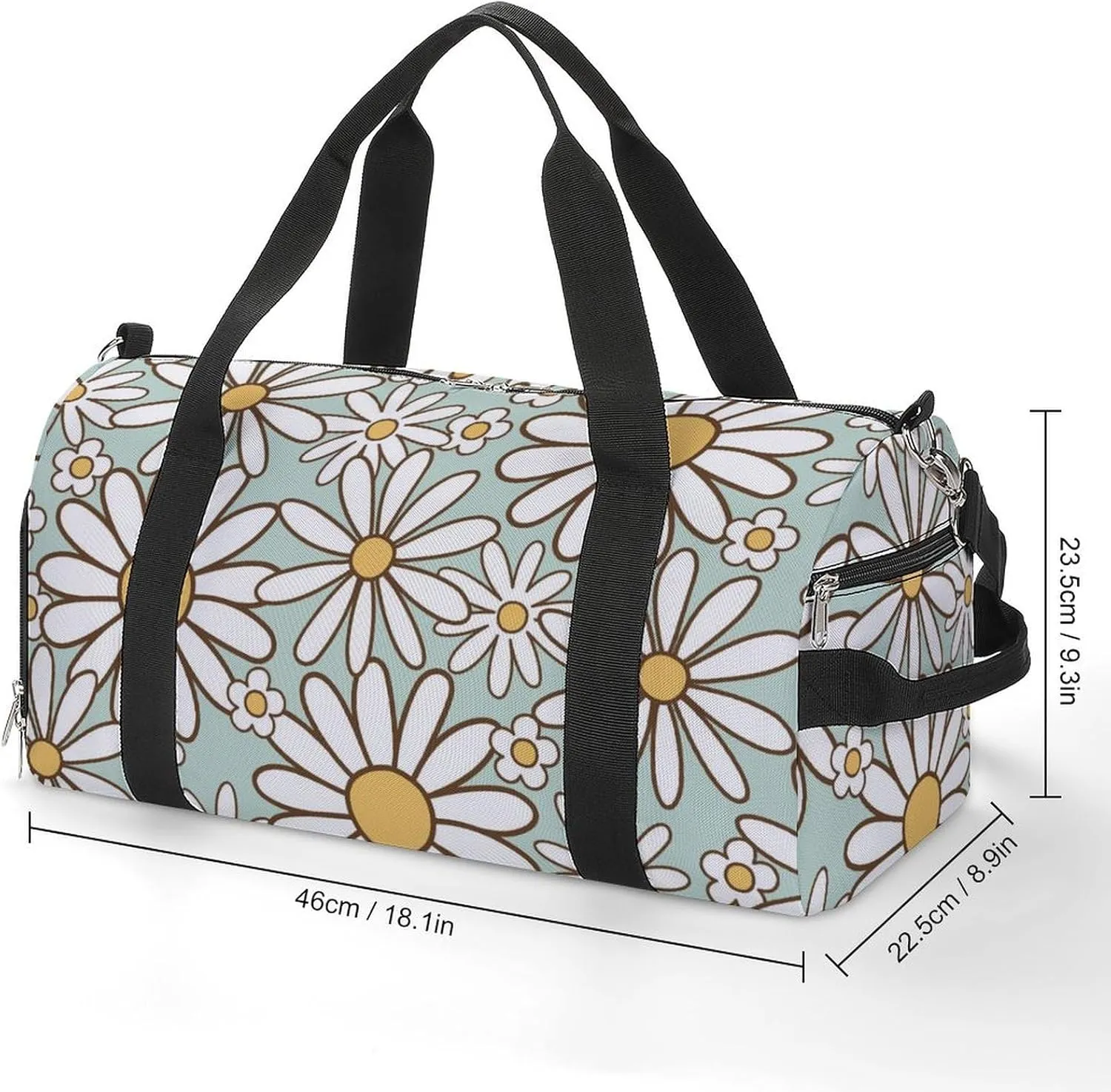 Gym Duffel Bag with Shoe Compartment Wet Pocket, Retro 1970s Hippie Travel Bag for Men Women