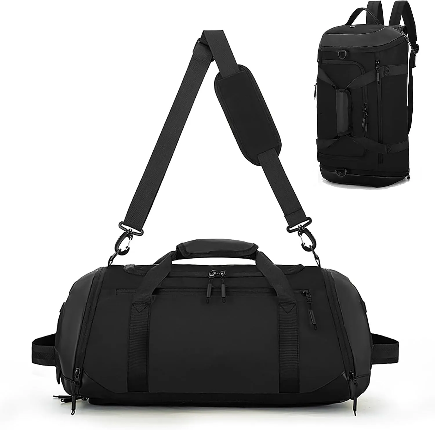Gym Duffle Bags Gym Bag for Men Travel Duffle Bag With Shoe Compartment Wet Pocket Sports Duffle Bag Weekender Overnight Backpack (Black)