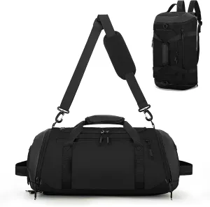 Gym Duffle Bags Gym Bag for Men Travel Duffle Bag With Shoe Compartment Wet Pocket Sports Duffle Bag Weekender Overnight Backpack (Black)