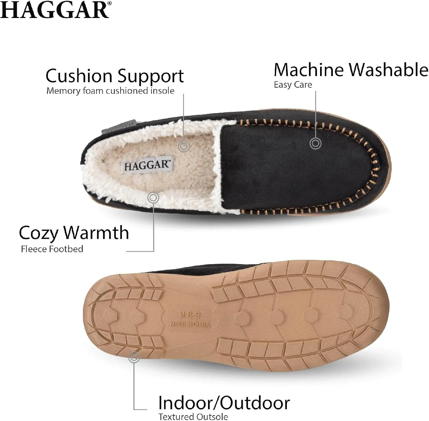 Haggar Men's Venetian Slipper Indoor/Outdoor House Shoe with Memory Foam Comfort