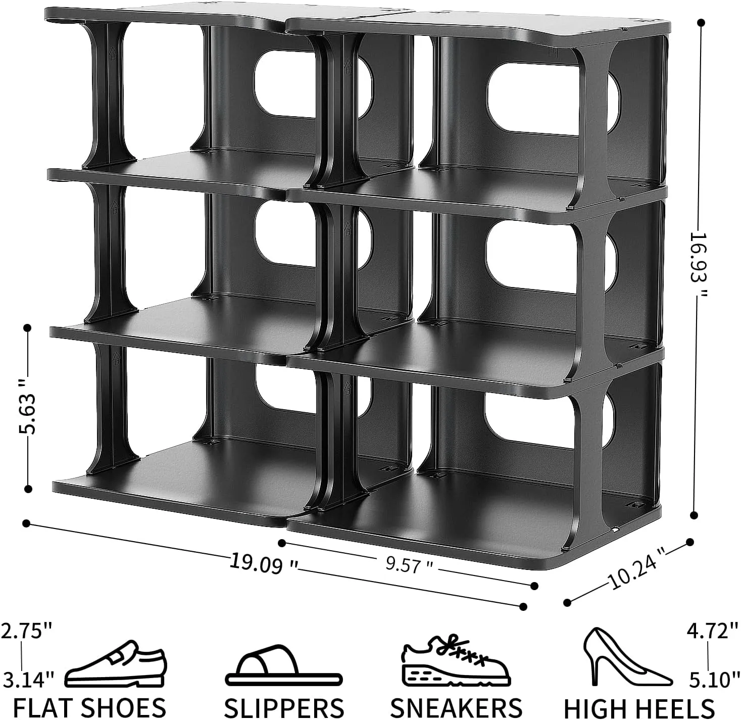 HAIXIN Vertical Narrow Tall Shoe Rack for Front Door Entrance, 7-Tier Sturdy Stackable Shoe Rack Organizer for Closet Entryway, Corner Shoe Storage Shelf Shoe Cubby