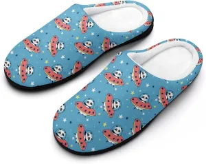 Halloween Green Eyes Black Birds Cats House Slippers For Woman Mens Memory Foam Bedroom Slippers Outdoor Slip-On Shoes