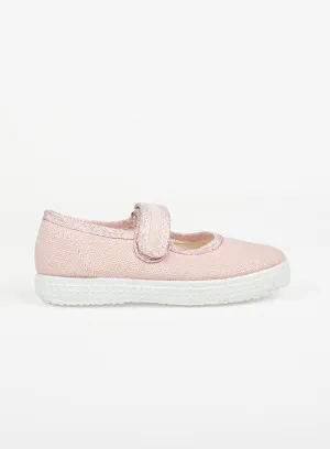 Hampton Canvas Martha Shoes in Pink Sparkle