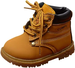 Happy Cherry Baby Autumn Boots Fashion Suede Leather Lace-Up Boots Soft Flat Ankle Boots