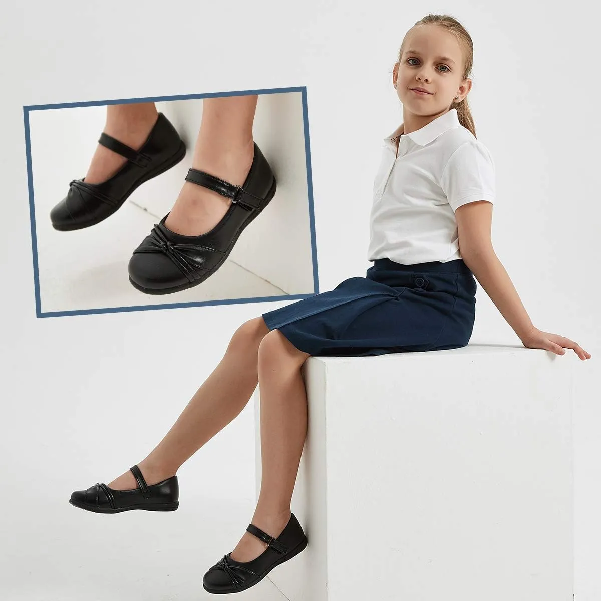 Hawkwell Girl's Strap School Uniform Dress Shoe Mary Jane Flats
