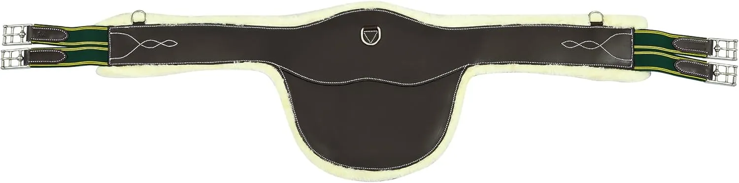 Henri de Rivel Anatomic Jumping Belly Guard Girth with Sherpa Fleece-Havana-54