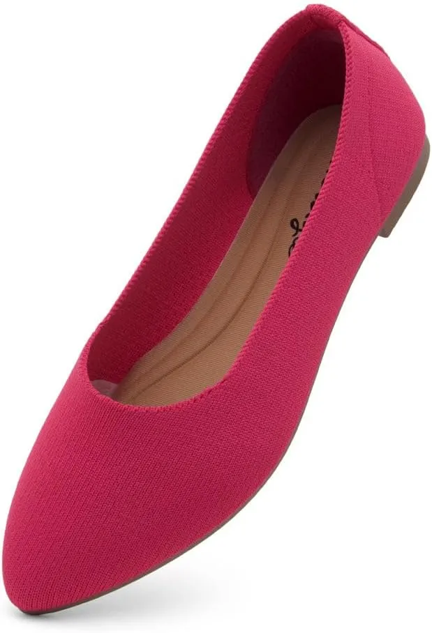 Herstyle Women's Pointed Toe Ballet Flats - Knit Slip-On Flat Shoes, Dressy & Comfortable Work Flats, Foldable for Office, Party & Daily Wear (2025 Trend)