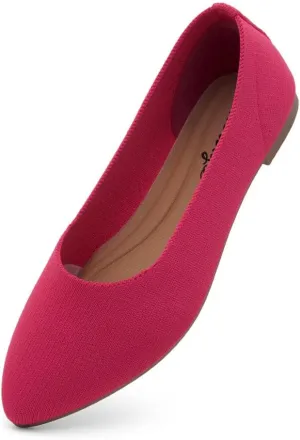 Herstyle Women's Pointed Toe Ballet Flats - Knit Slip-On Flat Shoes, Dressy & Comfortable Work Flats, Foldable for Office, Party & Daily Wear (2025 Trend)