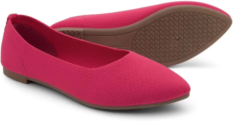 Herstyle Women's Pointed Toe Ballet Flats - Knit Slip-On Flat Shoes, Dressy & Comfortable Work Flats, Foldable for Office, Party & Daily Wear (2025 Trend)