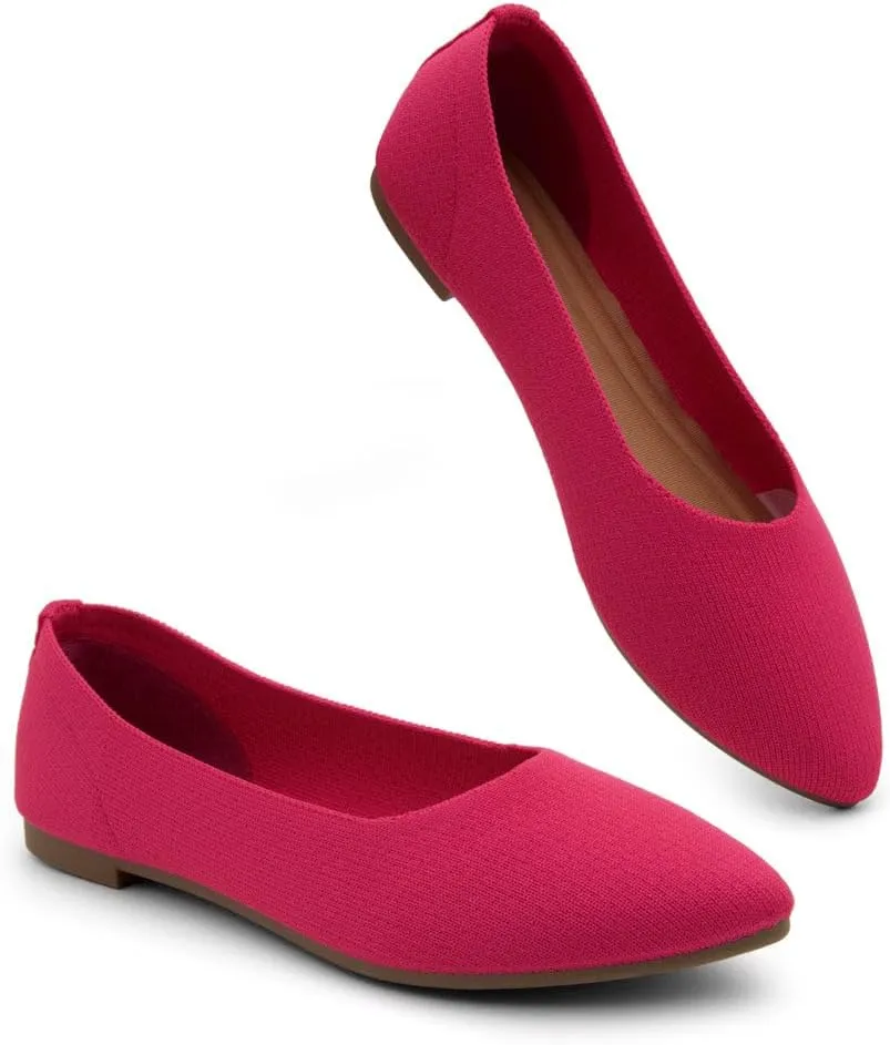 Herstyle Women's Pointed Toe Ballet Flats - Knit Slip-On Flat Shoes, Dressy & Comfortable Work Flats, Foldable for Office, Party & Daily Wear (2025 Trend)