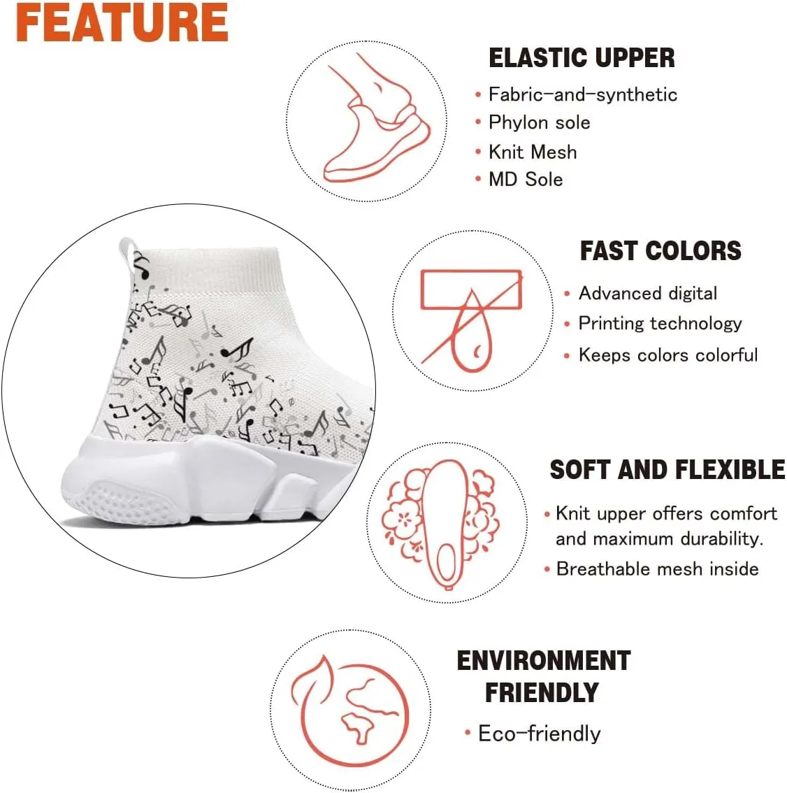 Hetios Men’s Athletic Running Shoes Slip on Casual Tennis Sports Shoes Musical Notes Mesh Sneakers for Womens Fashion Graffiti Painted Shoes