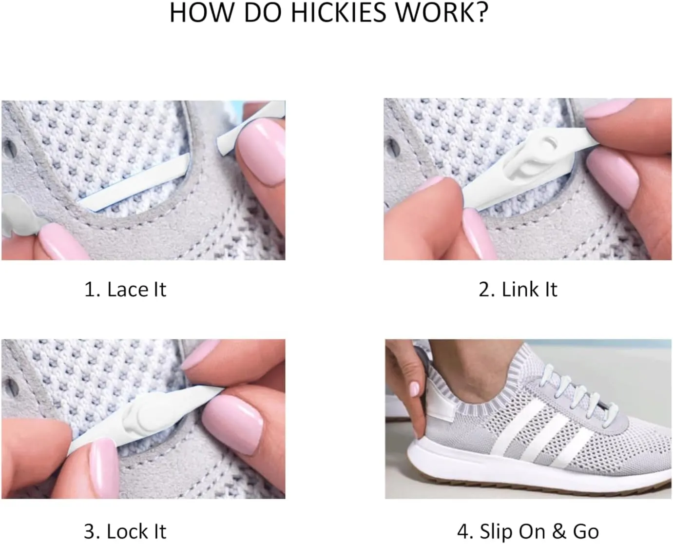 HICKIES No Tie Shoelaces – Elastic, Waterproof, Unisex Shoelaces for Adults, One Size Fits All for Sneakers & Running Shoes