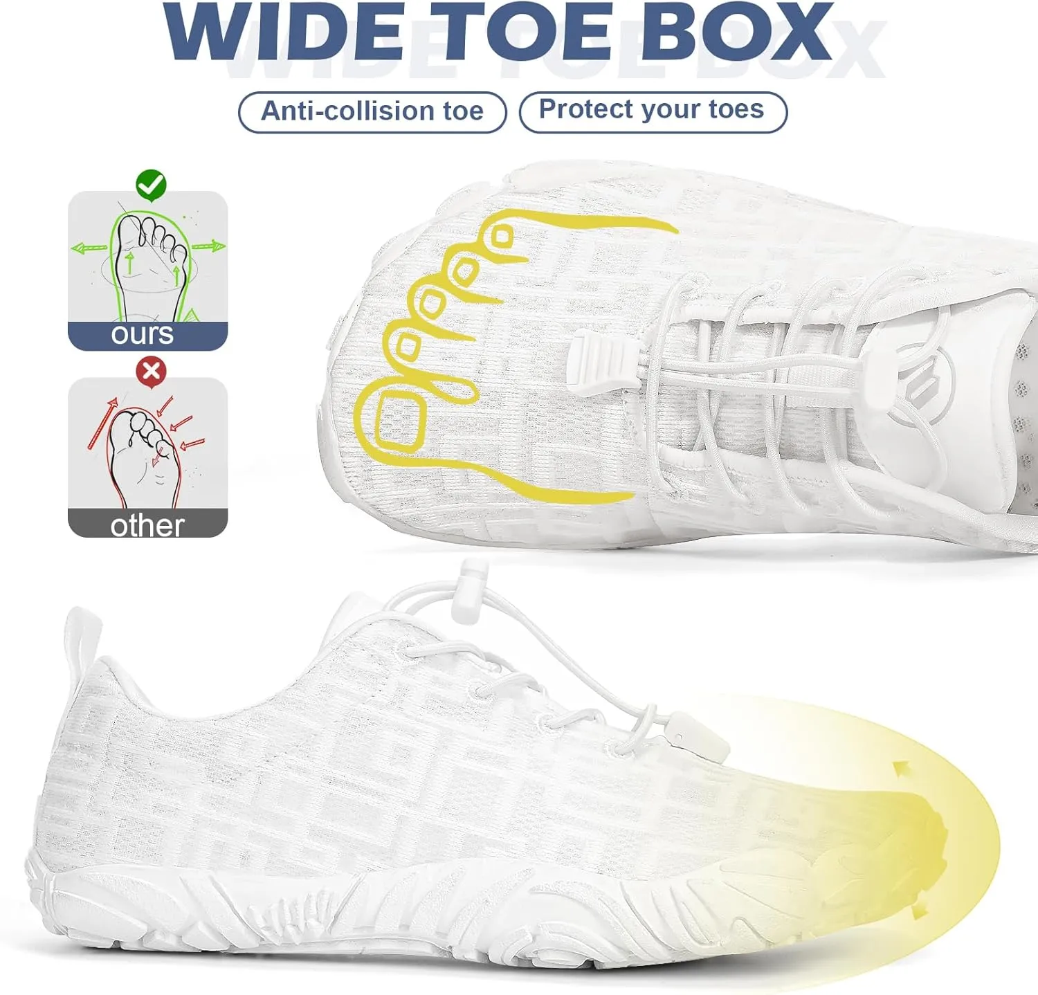 Hike Barefoot Shoes Women Men with Wide Toe Box Footwear Healthy Non-Slip Hike Beach Pool Aqua Swim Surf Hiking Running Athletic Water Shoe