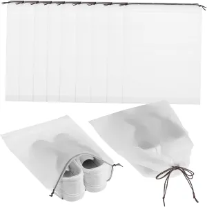 Homoyoyo 12pcs Drawstring Bag Traveling Baggies Carry Bags When Packing Translucent Large Shoe Drawstring Pouch Travel Essential or White