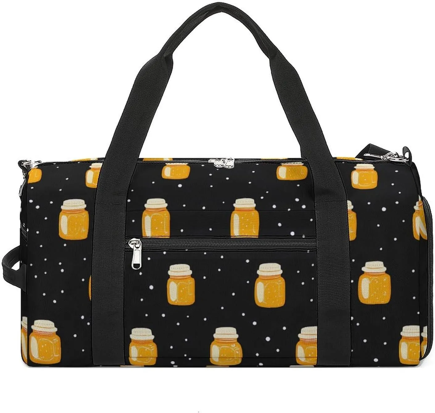 Honey Jar Polka Dots Unisex Gym Bag Waterproof Sports Duffels Travel Gear With Laundry Shoe Compartment