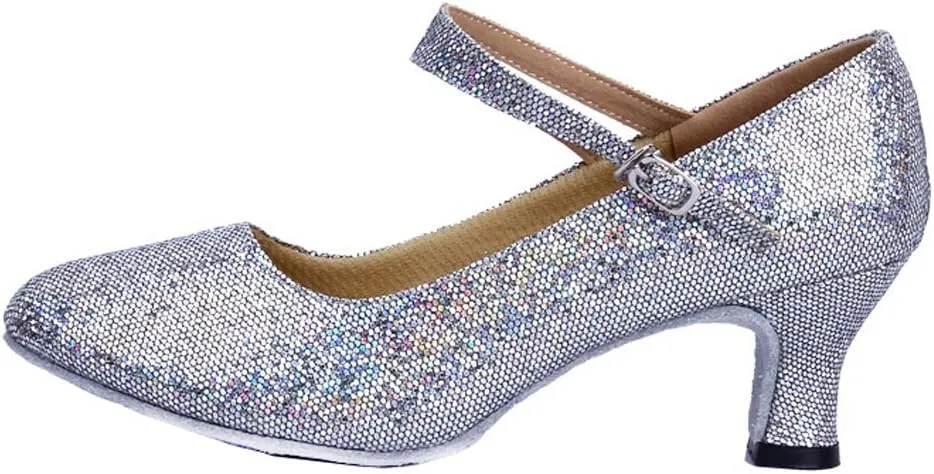 Honeystore Women's Soft Ground Mary Jane Glitter Dance Shoes
