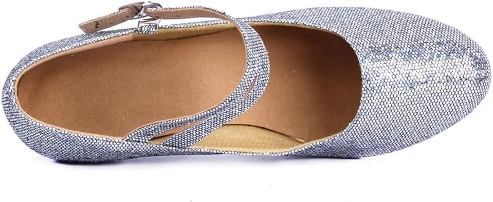 Honeystore Women's Soft Ground Mary Jane Glitter Dance Shoes