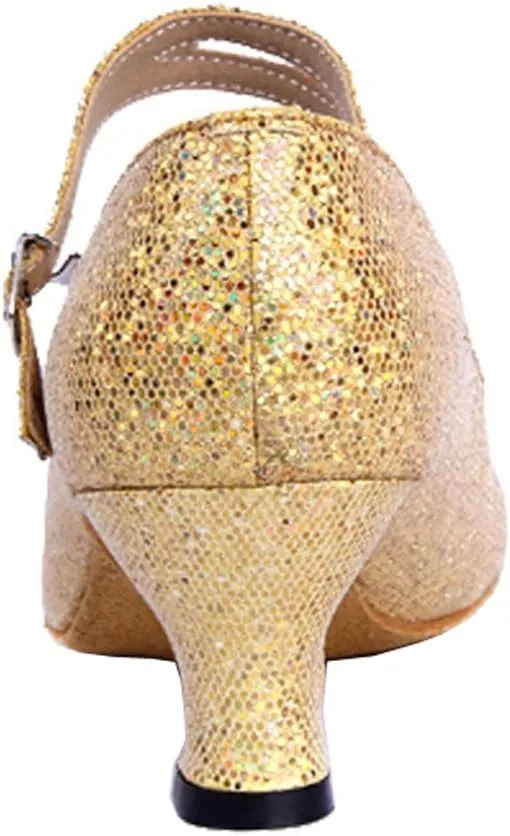 Honeystore Women's Soft Ground Mary Jane Glitter Dance Shoes
