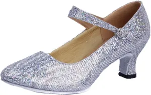 Honeystore Women's Soft Ground Mary Jane Glitter Dance Shoes