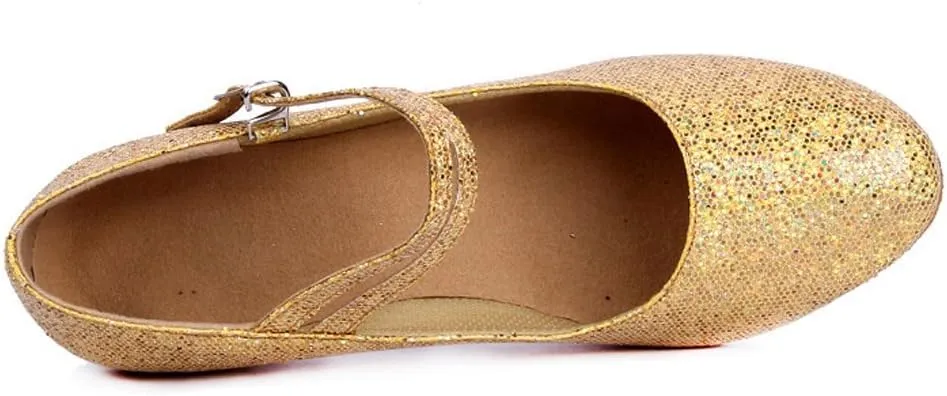 Honeystore Women's Soft Ground Mary Jane Glitter Dance Shoes