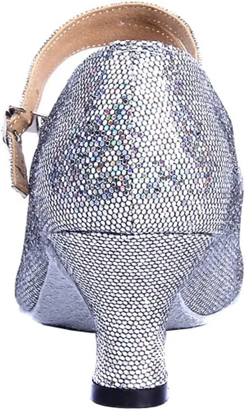 Honeystore Women's Soft Ground Mary Jane Glitter Dance Shoes