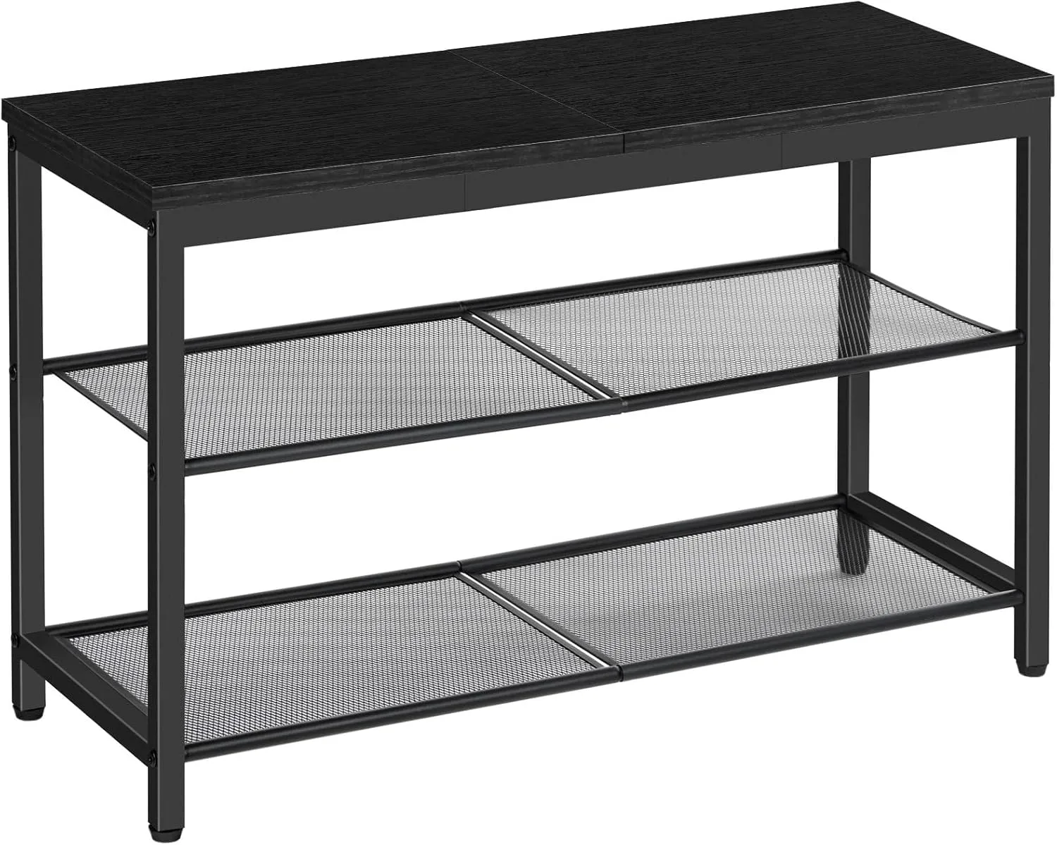 HOOBRO Shoe Bench, 3-Tier Shoe Rack, Industrial Shoe Organizer Storage Bench, 29.5 inches Entry Bench with Mesh Shelves, for Entryway, Living Room, Hallway, Easy Assembly, Black BB75HX01