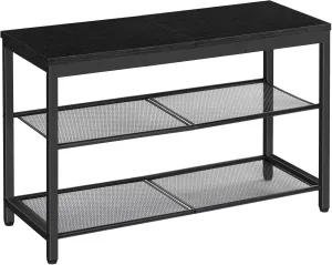 HOOBRO Shoe Bench, 3-Tier Shoe Rack, Industrial Shoe Organizer Storage Bench, 29.5 inches Entry Bench with Mesh Shelves, for Entryway, Living Room, Hallway, Easy Assembly, Black BB75HX01