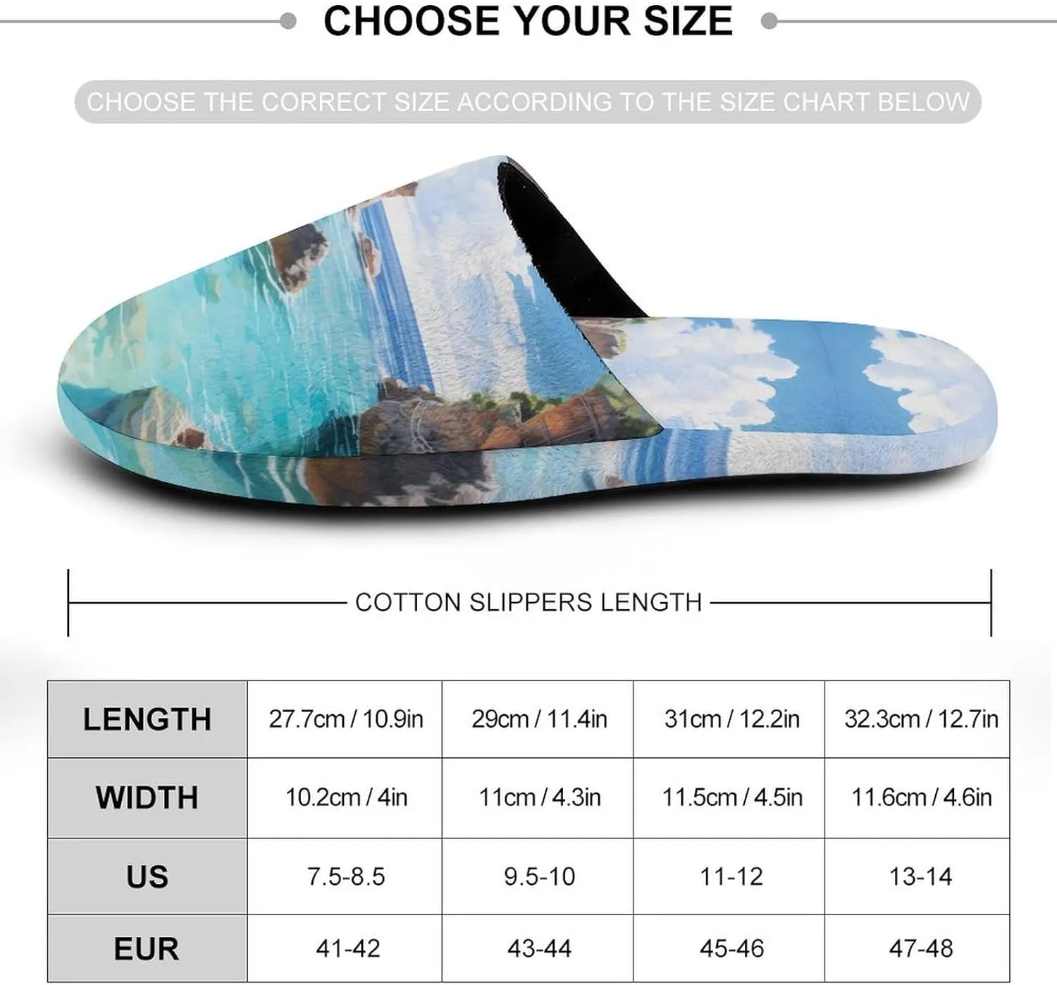 Horseshoe Bay Cove Bermuda Men's Cotton Slippers House Shoes Soft Bedroom Slippers Non-Slip Sole Shoes
