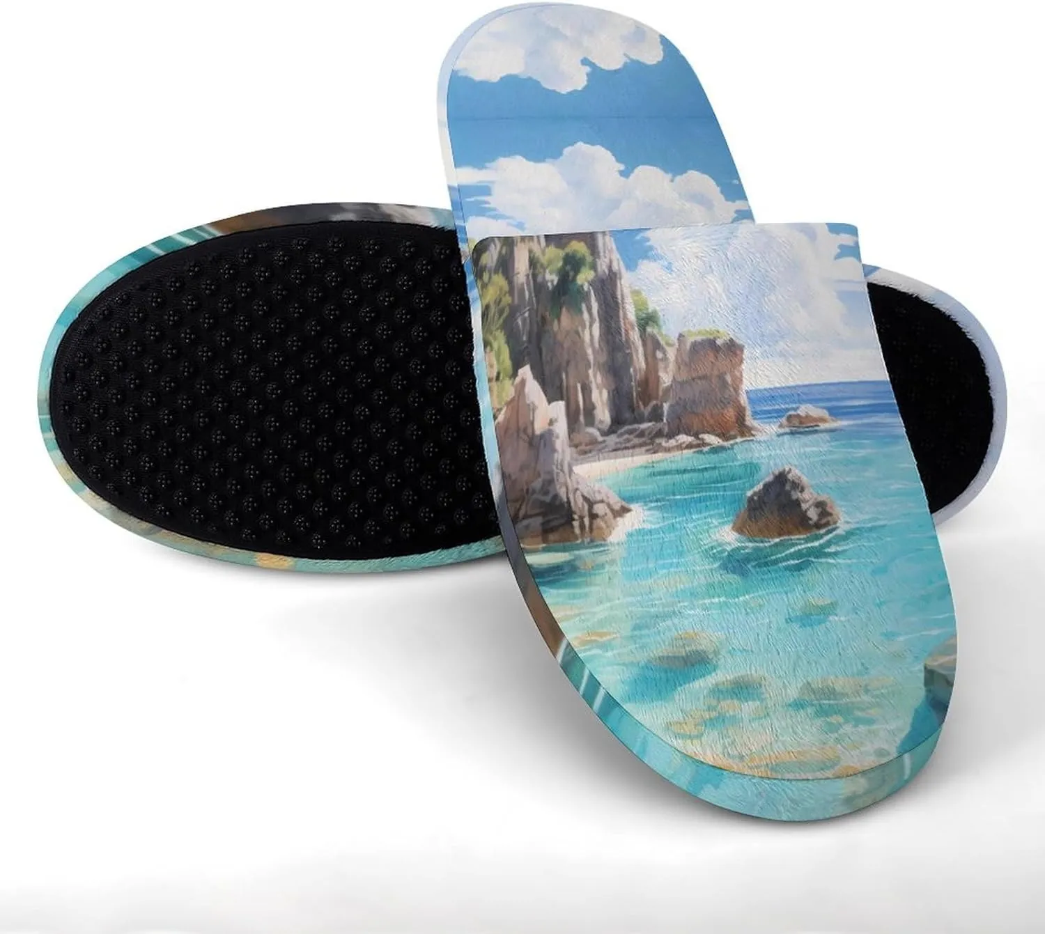 Horseshoe Bay Cove Bermuda Men's Cotton Slippers House Shoes Soft Bedroom Slippers Non-Slip Sole Shoes