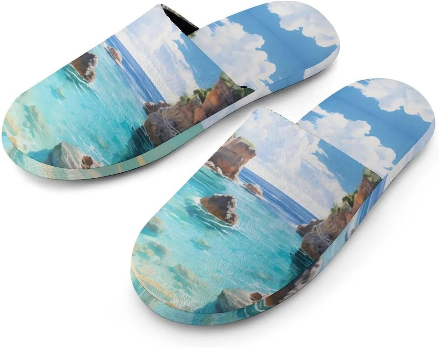 Horseshoe Bay Cove Bermuda Men's Cotton Slippers House Shoes Soft Bedroom Slippers Non-Slip Sole Shoes
