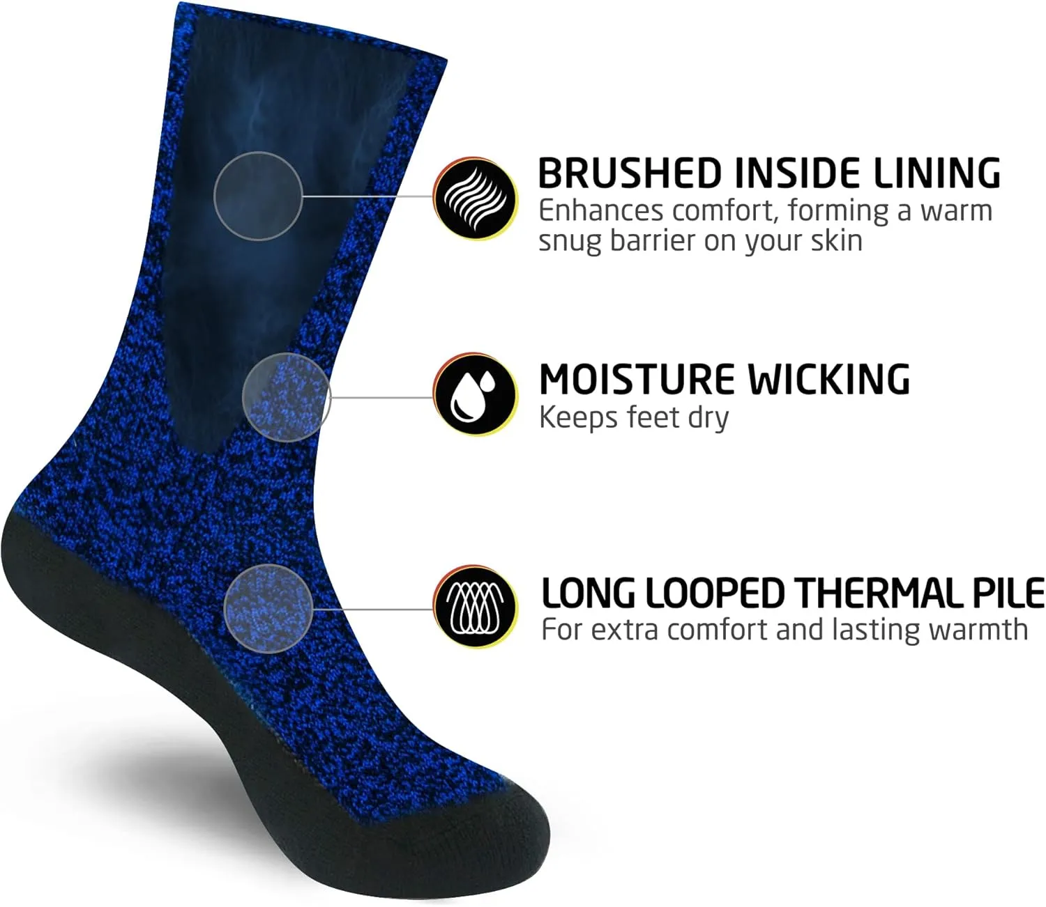 HOT FEET Kids Thermal Socks - Warm Winter Insulated Socks for Boys & Girls, Cozy & Thick Heated 2 Pack, Shoe Size 2-6