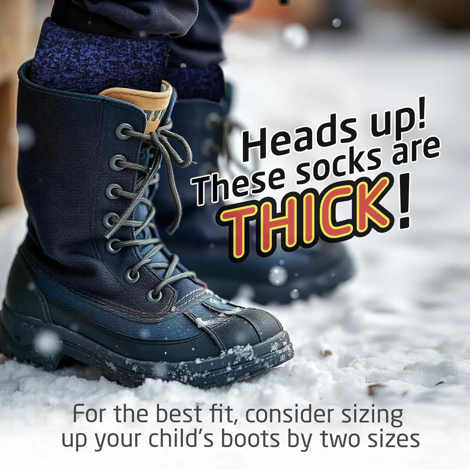 HOT FEET Kids Thermal Socks - Warm Winter Insulated Socks for Boys & Girls, Cozy & Thick Heated 2 Pack, Shoe Size 2-6