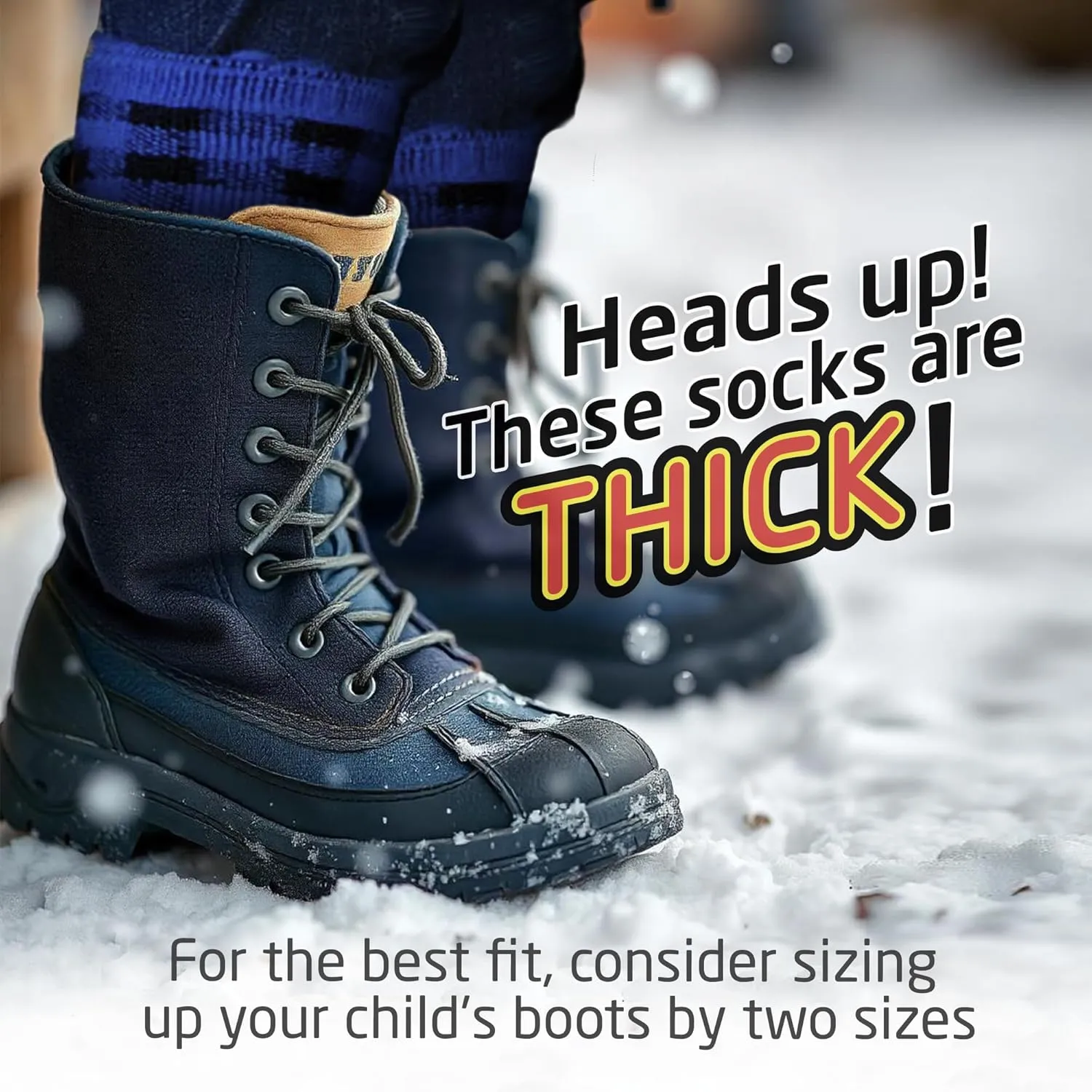 HOT FEET Kids Thermal Socks - Warm Winter Insulated Socks for Boys & Girls, Cozy & Thick Heated 2 Pack, Shoe Size 2-6