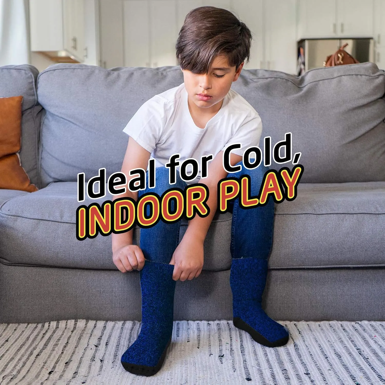 HOT FEET Kids Thermal Socks - Warm Winter Insulated Socks for Boys & Girls, Cozy & Thick Heated 2 Pack, Shoe Size 2-6