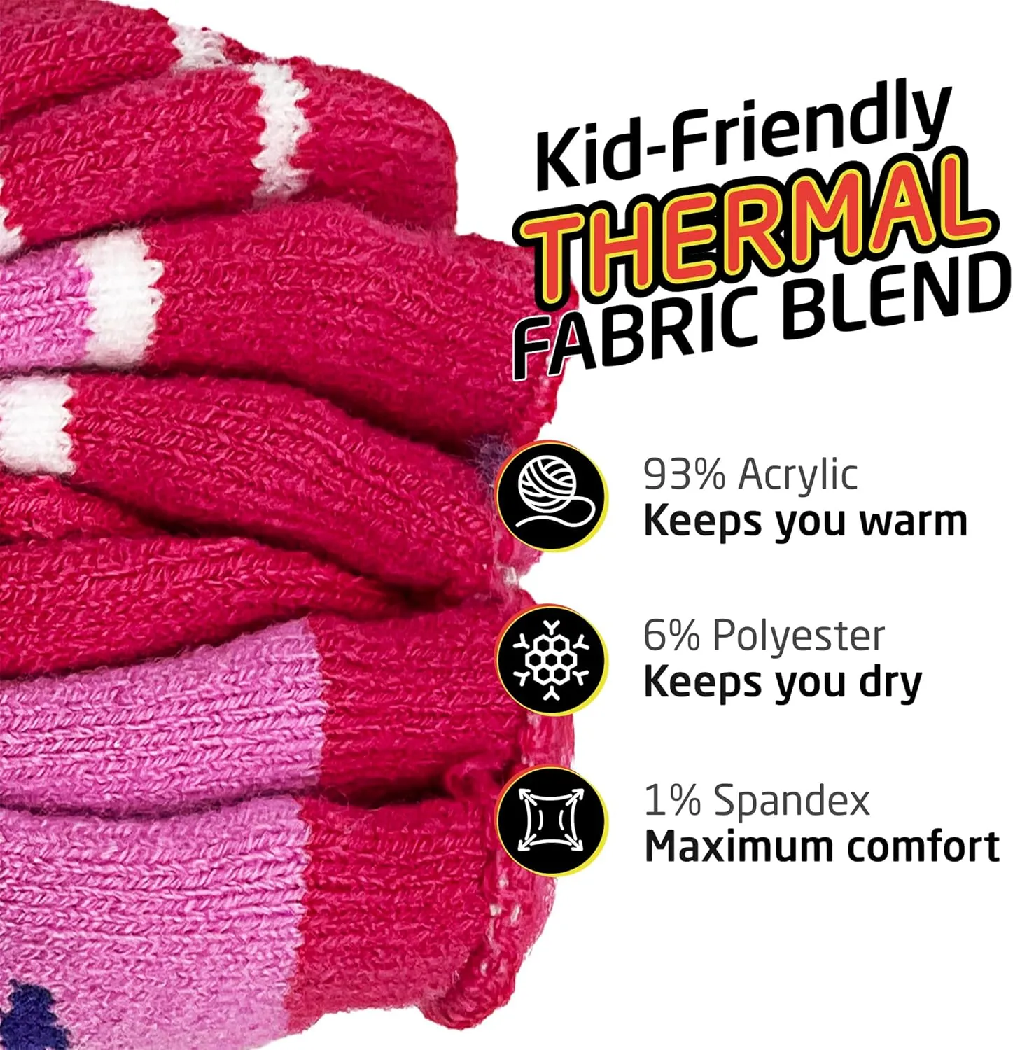 HOT FEET Kids Thermal Socks - Warm Winter Insulated Socks for Boys & Girls, Cozy & Thick Heated 2 Pack, Shoe Size 2-6