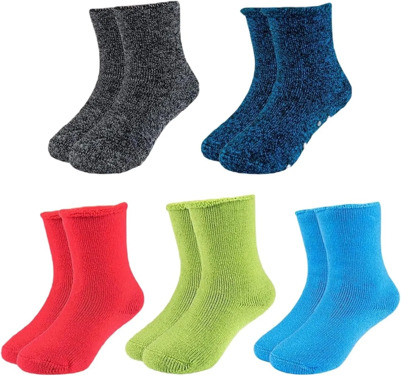 HOT FEET Toddler Warm Socks – Thermal Crew Winter Socks for Toddlers, Thick Insulated Snow Gear for Kids 5/6 Pack