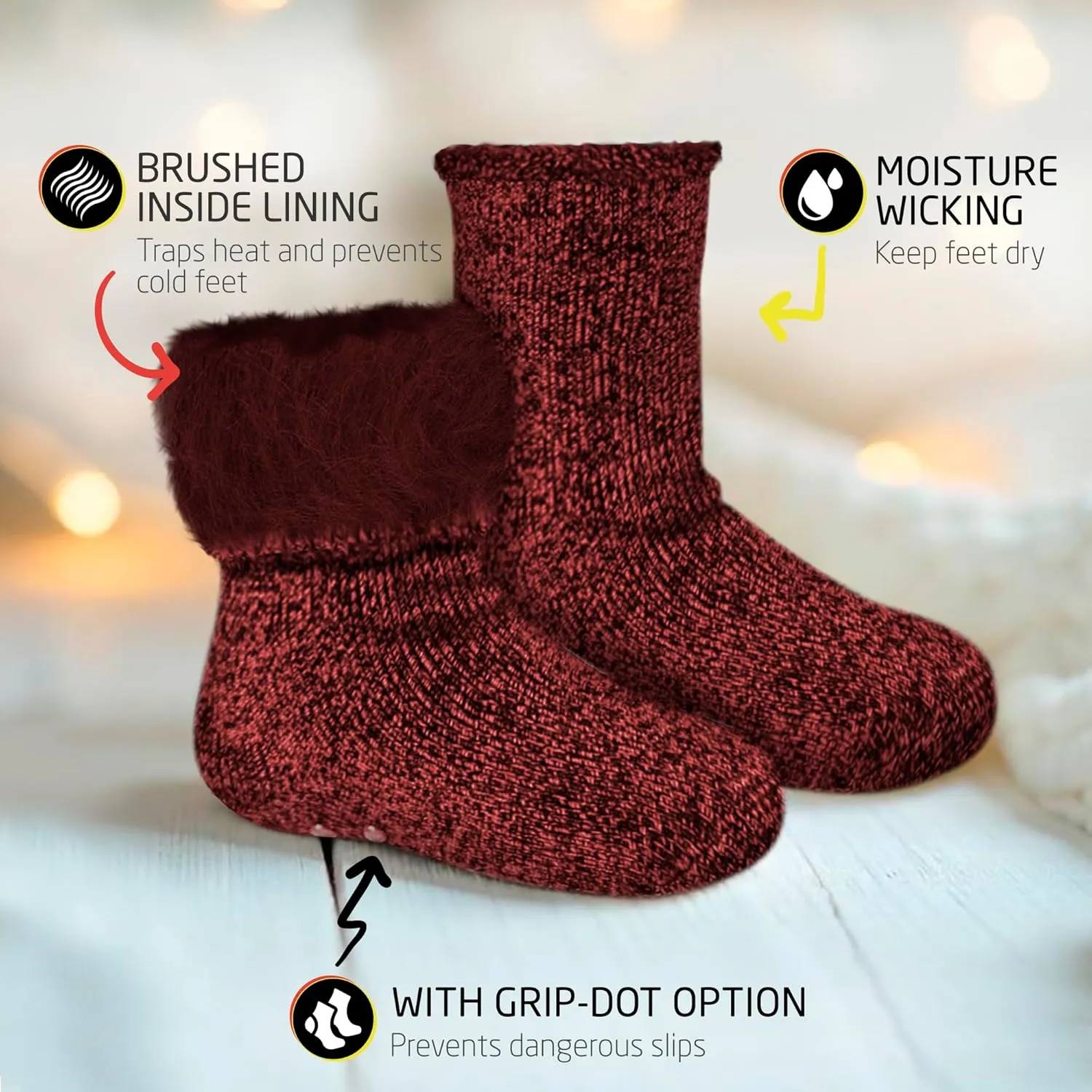 HOT FEET Toddler Warm Socks – Thermal Crew Winter Socks for Toddlers, Thick Insulated Snow Gear for Kids 5/6 Pack