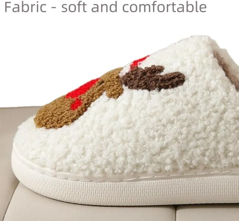 House slippers for Women Men, With Santa Claus Smiley and Reindeer Patterns, Holiday slippers- Cozy and Warm, Perfect Gifts For Family