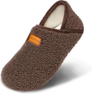 House Slippers for Women Soft-Lightweight House Shoes Men’s Furry Slippers Socks with Rubber Sole for Indoor Outdoor Use