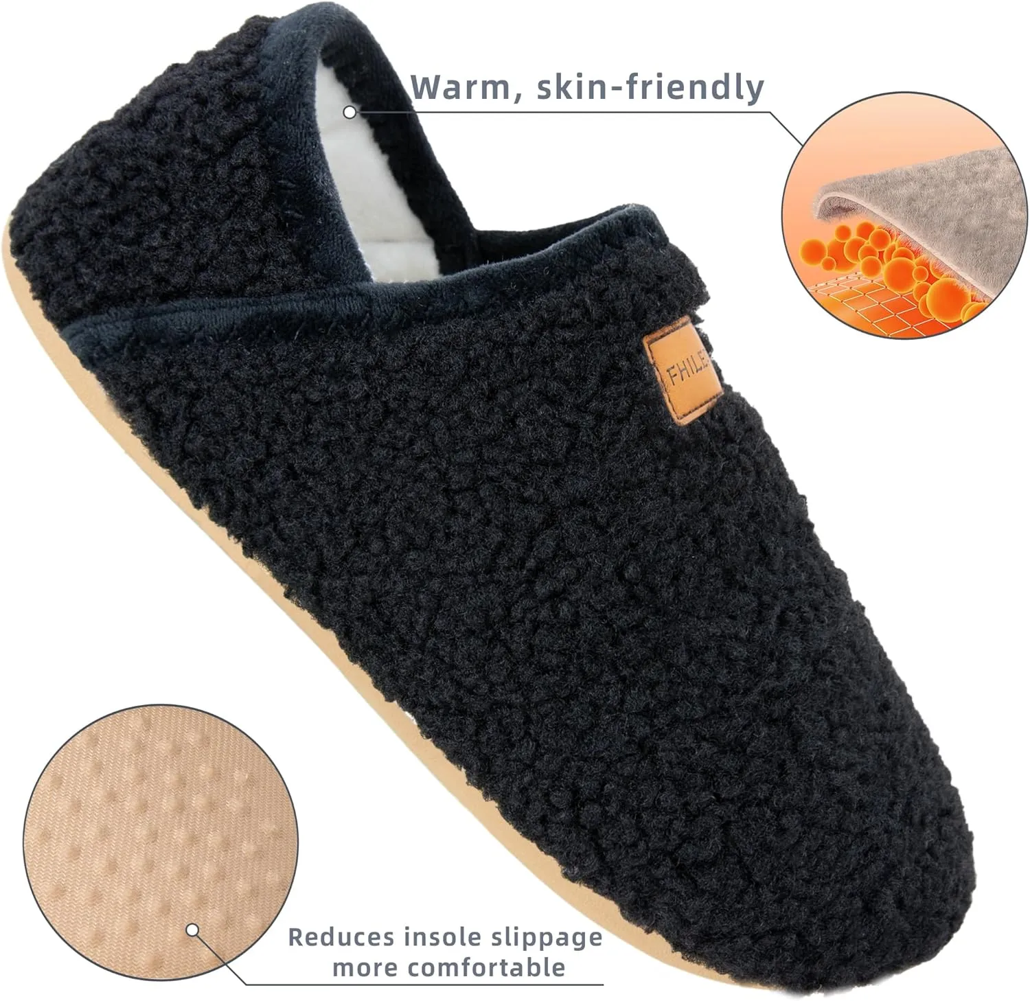 House Slippers for Women Soft-Lightweight House Shoes Men’s Furry Slippers Socks with Rubber Sole for Indoor Outdoor Use