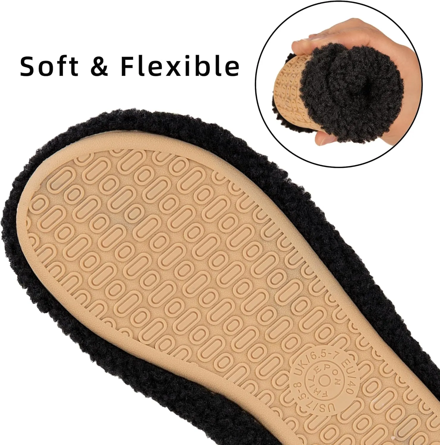 House Slippers for Women Soft-Lightweight House Shoes Men’s Furry Slippers Socks with Rubber Sole for Indoor Outdoor Use