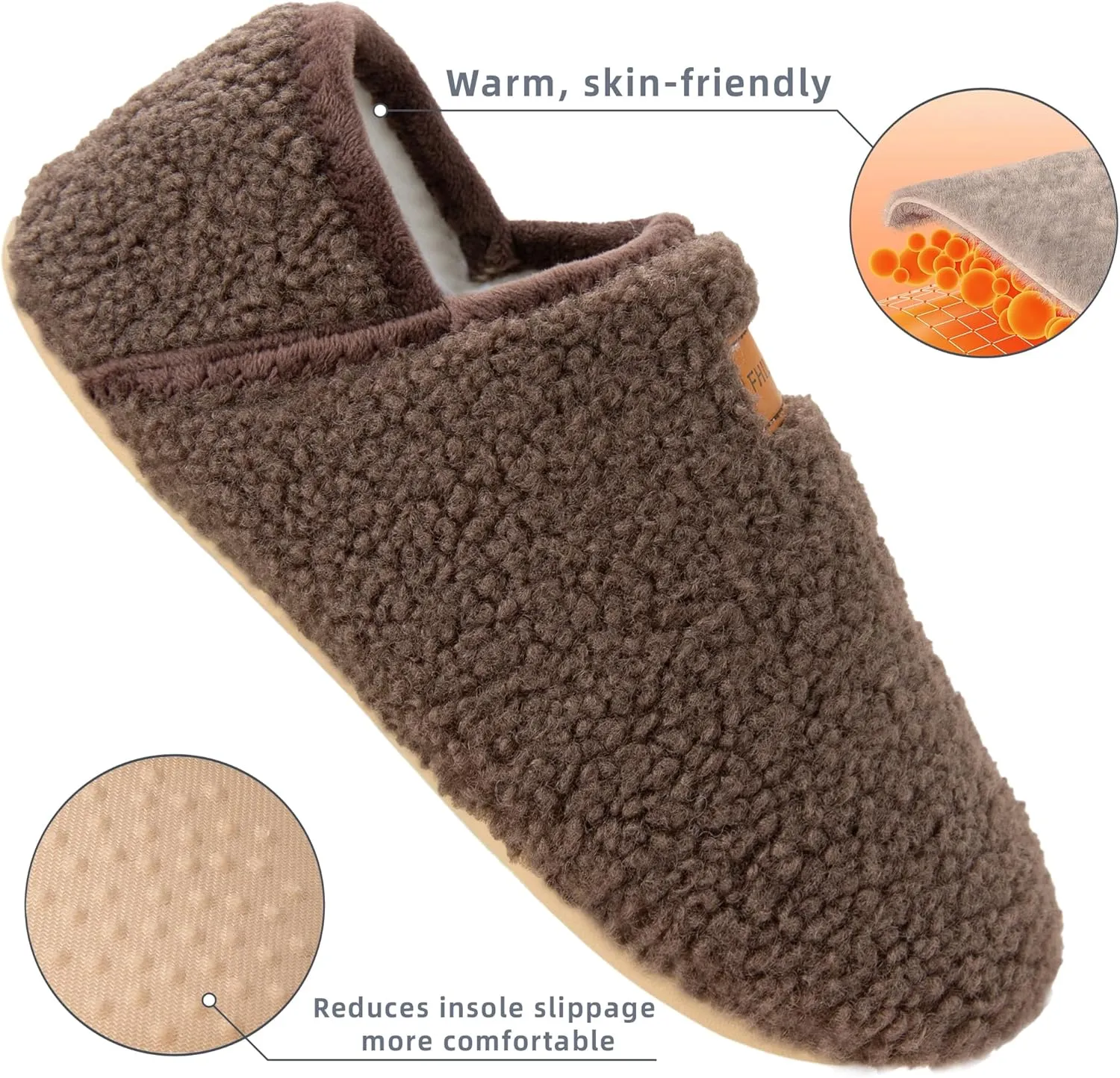 House Slippers for Women Soft-Lightweight House Shoes Men’s Furry Slippers Socks with Rubber Sole for Indoor Outdoor Use