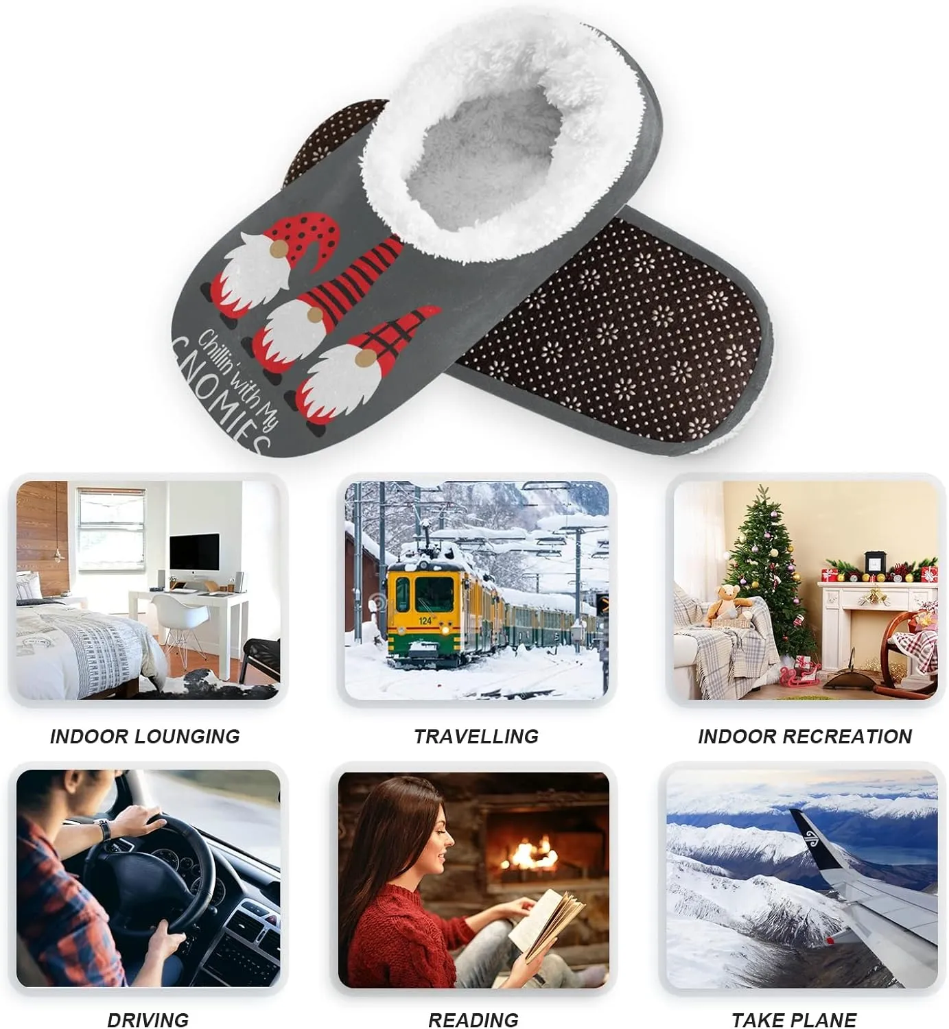 House Slippers Fuzzy Memory Foam Soft Slipper Socks for Woman Men
