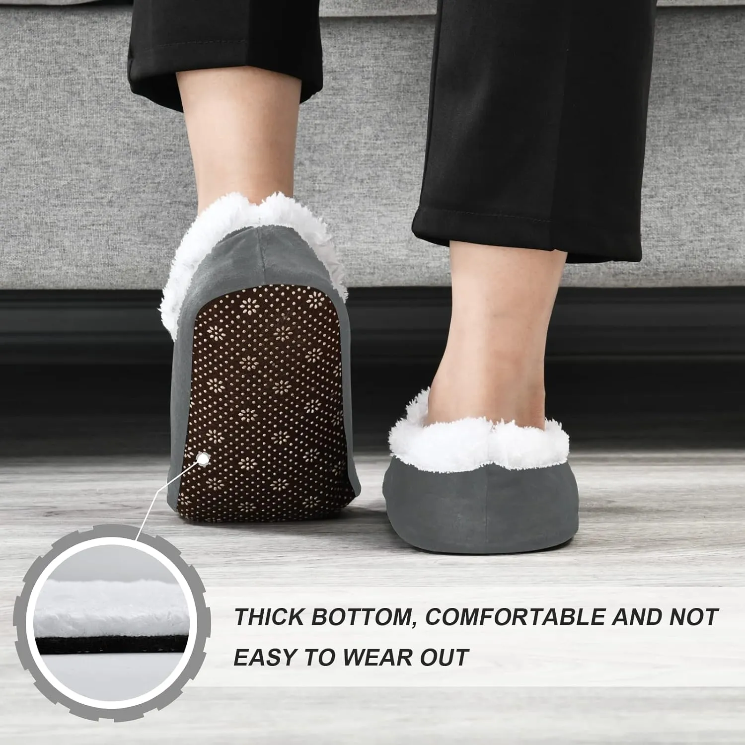 House Slippers Fuzzy Memory Foam Soft Slipper Socks for Woman Men