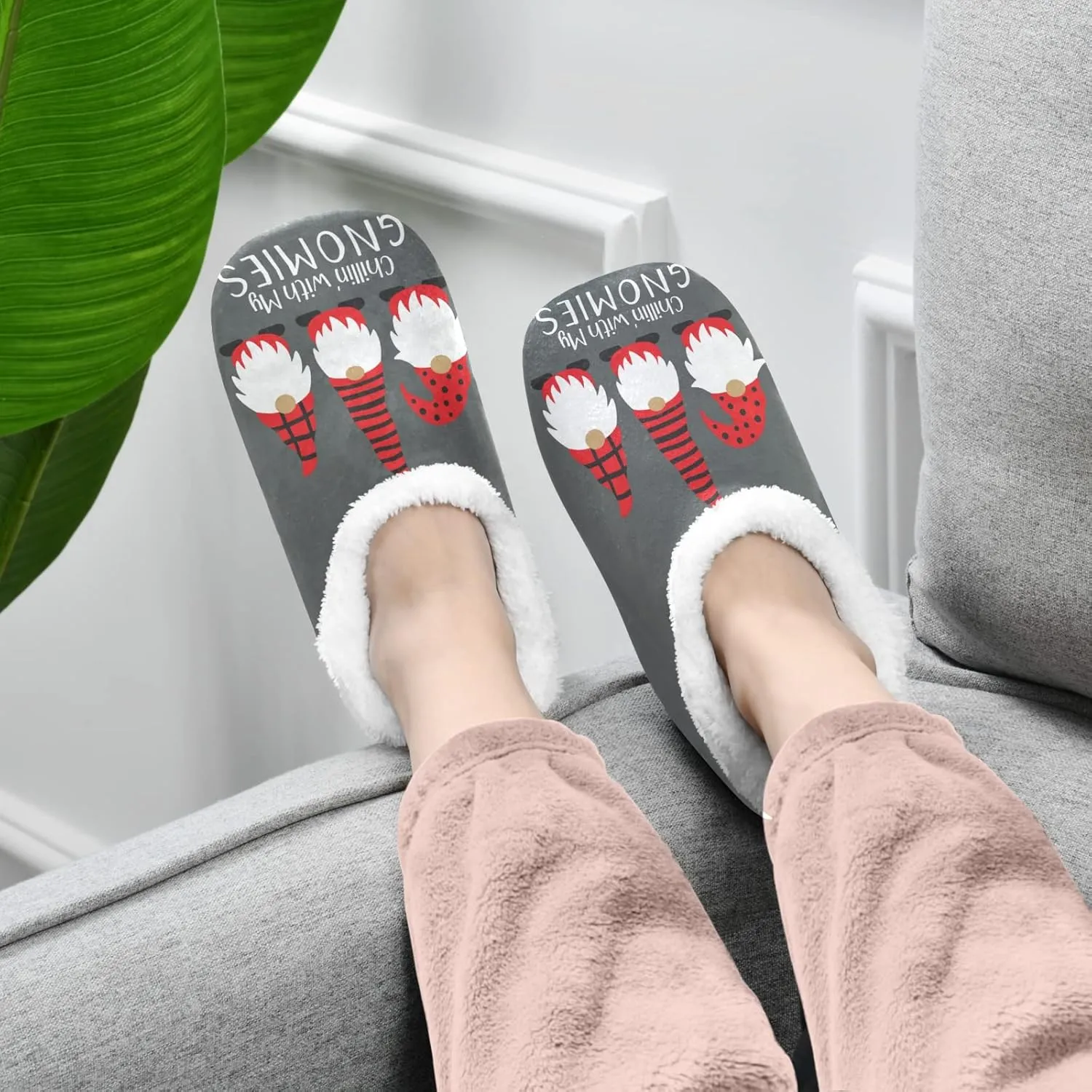 House Slippers Fuzzy Memory Foam Soft Slipper Socks for Woman Men