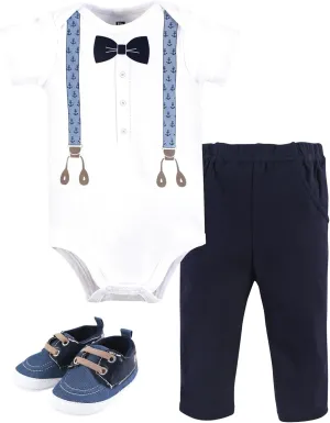 Hudson Baby Unisex Baby Cotton Bodysuit, Pant and Shoe Set