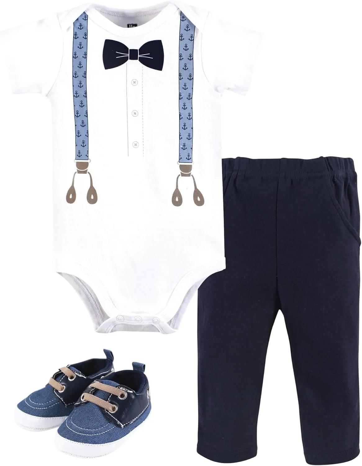 Hudson Baby Unisex Baby Cotton Bodysuit, Pant and Shoe Set